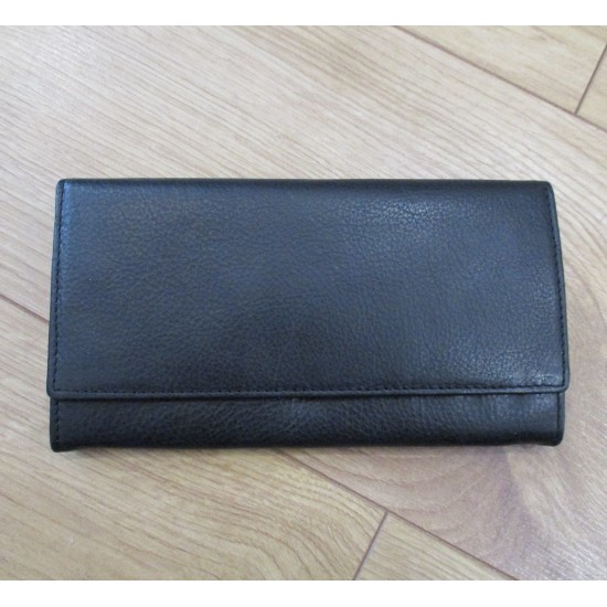 Large Clip Wallet Black and Silver Interior